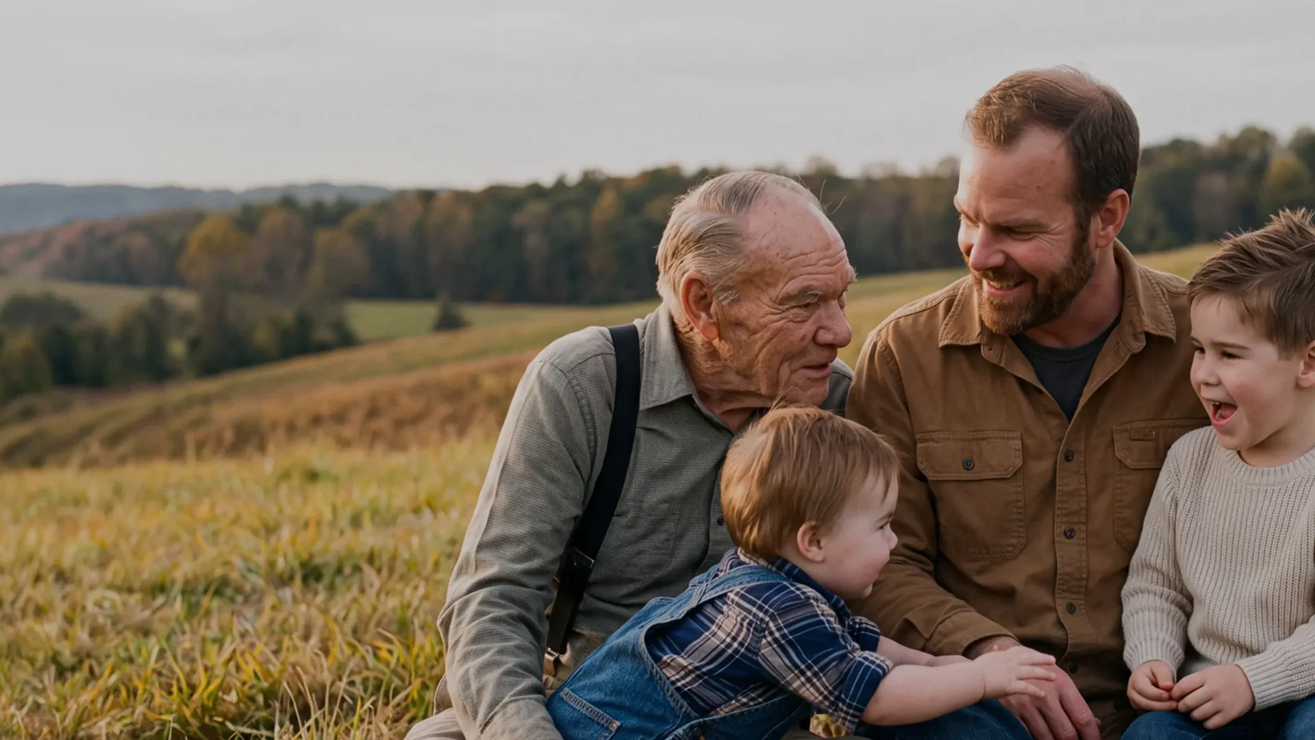 Strickland Family Photo of Justin Strickland, two of his children and his grandfather